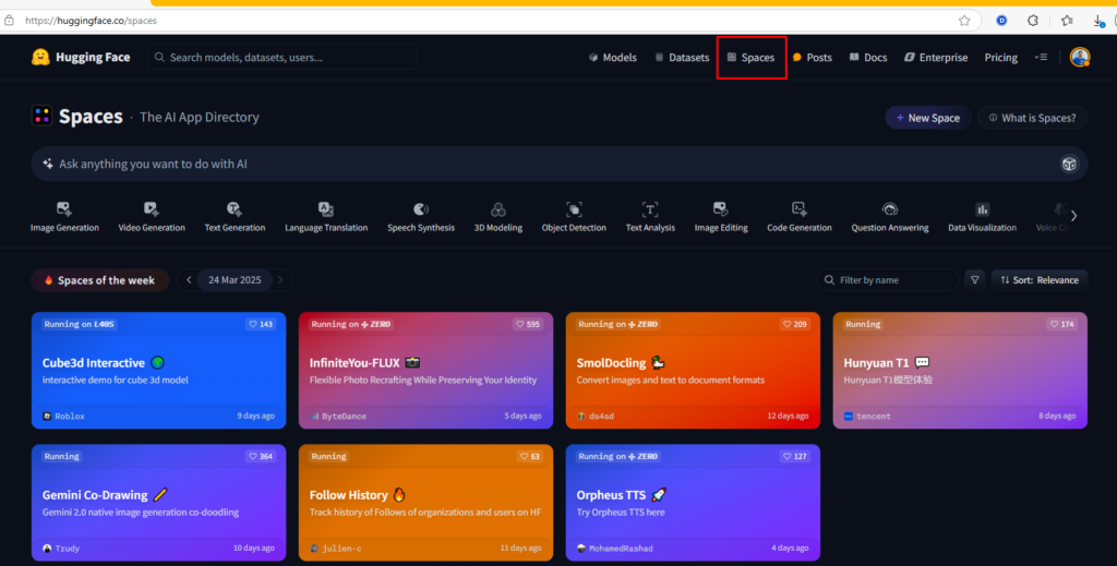 Hugging Face: Listando todos os seus Spaces com ZeroGPU